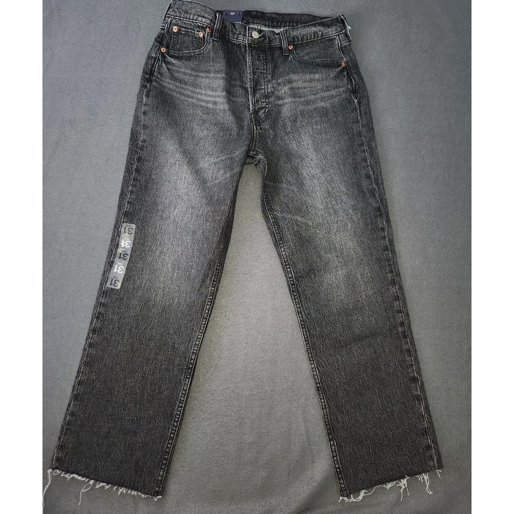 GAP Jeans Womens 31/12R Gray Cheeky Straight High Rise Button Fly Denim Stretch